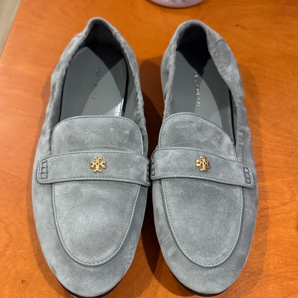 Tory Burch Gray Suede Loafers
